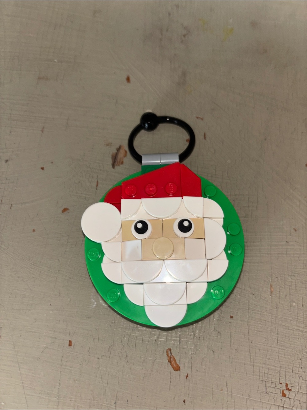 LEGO Keychain Kids Santa Face Holiday Backpack Clip - Green/Red/White
